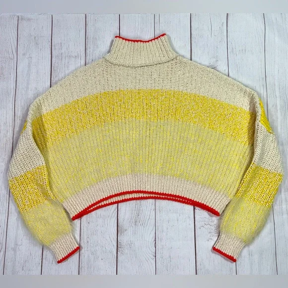 Free People Sunbrite Sweater - Small - women's fuzzy knit yellow cream pullover - Picture 3 of 15